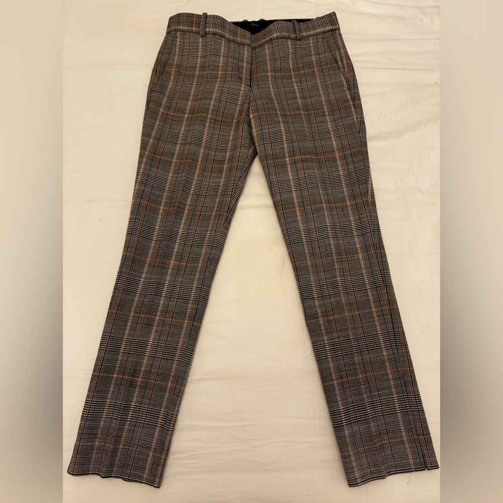 Theory Plaid Straight Leg Pants - Brown and Gray
